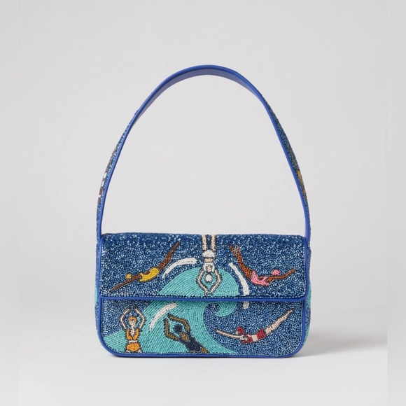 STAUD Handbags - Tommy blue swimmers beaded bag